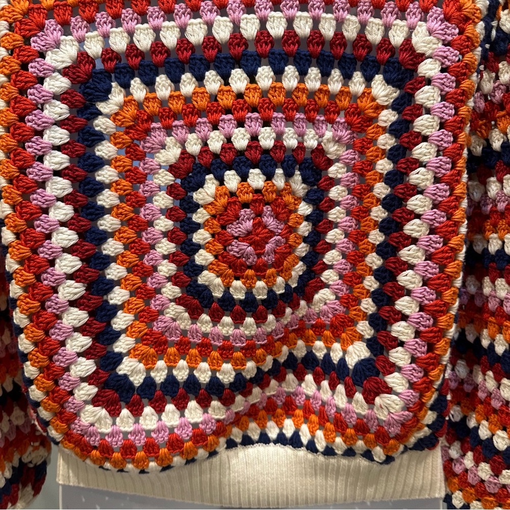 Farm Rio Multicolor Crochet Sweater Handmade Size Large NWT - Picture 13 of 16